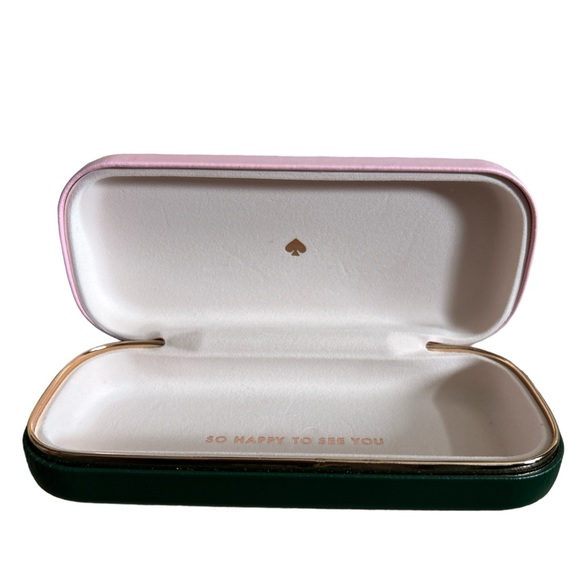 Kate Spade Pink Green Eyeglasses Hard Clamshell Case Authentic Mint Condition - Picture 2 of 4